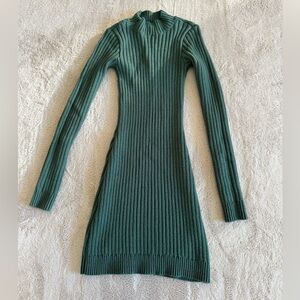 Hollister Green Stretch  Ribbed Long Sleeve Dress